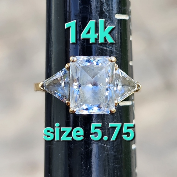 14k karat yellow gold cz wedding engagement promise ring Fine Jewelry - Picture 7 of 10